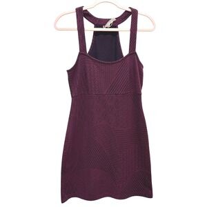 Free People Women's Burgundy Purple Crochet Knit Racerback Mini Dress Size M